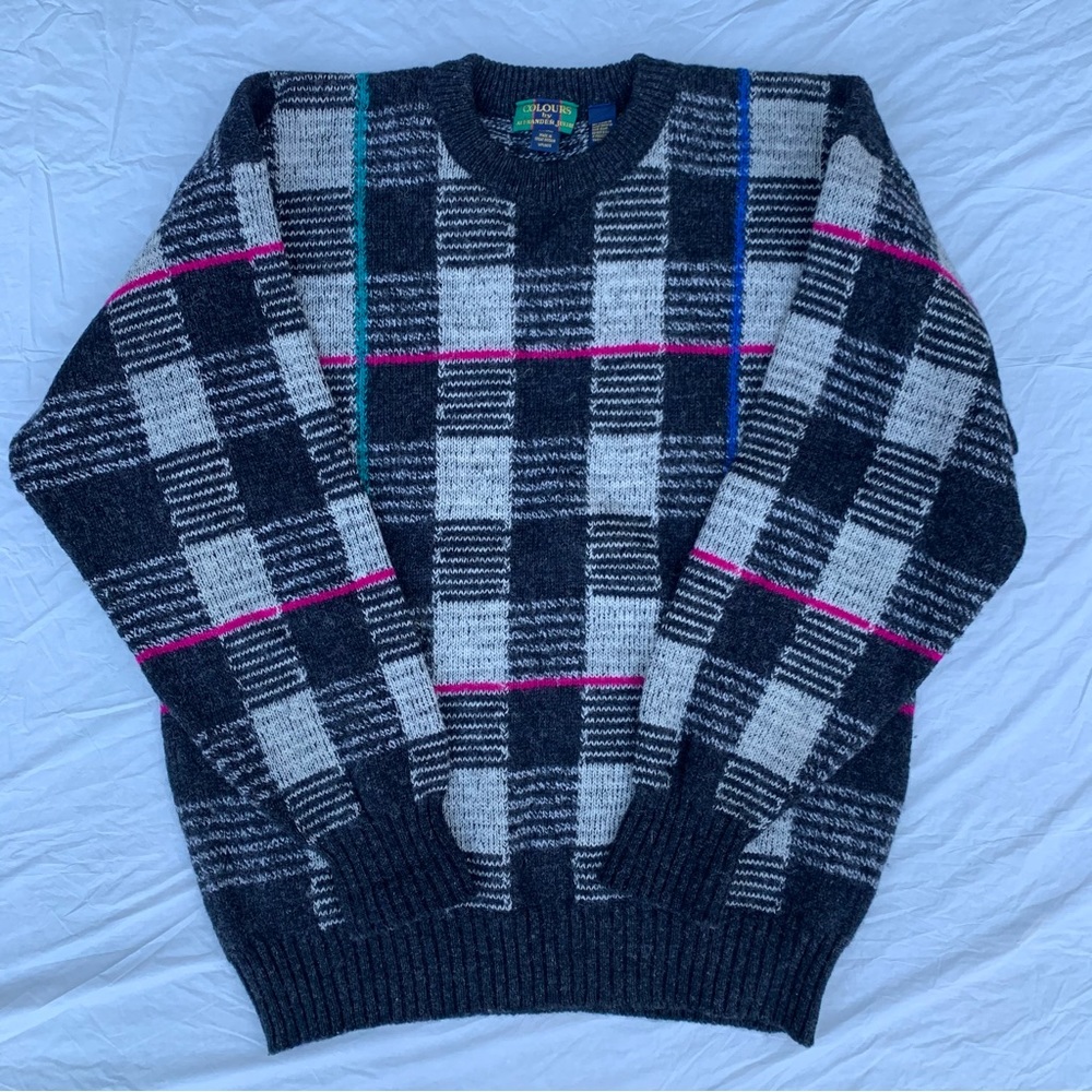 Vintage Colours by Alexander Julian 100% Wool Grandpa Sweater